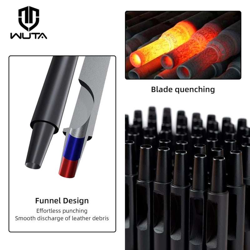 WUTA Leather Punches Round Hole Puncher Plating Titanium Hollow Punching Tool Working for Watch Band, Fabric, Plastic (10pcs 3.5m Hole Punch) - Image 3